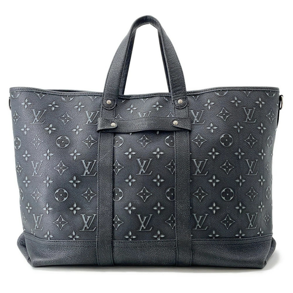 Louis Vuitton Monogram Trolley Tote Bag Cowhide Leather Black